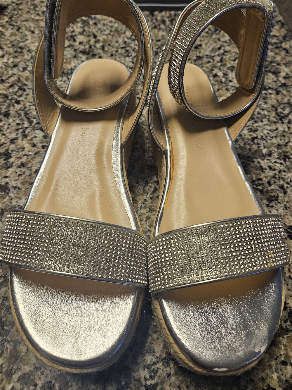 Fashion Nova Silver Rhinestone Ankle-Strap Sandals